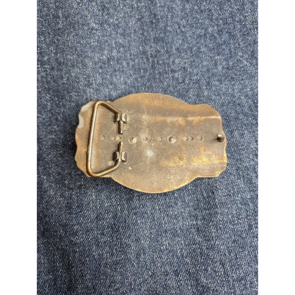 Vintage Raised 3D Grizzly Bear Brass Belt Buckle - Wildlife Western